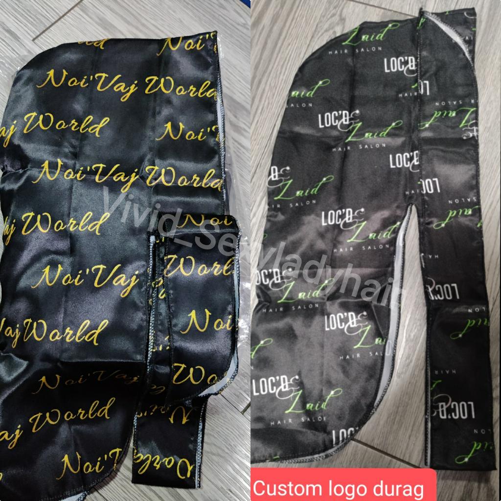 Durag Silk Satin Custom Designer Bonnets and Durags Satin Women Black Silky Durags