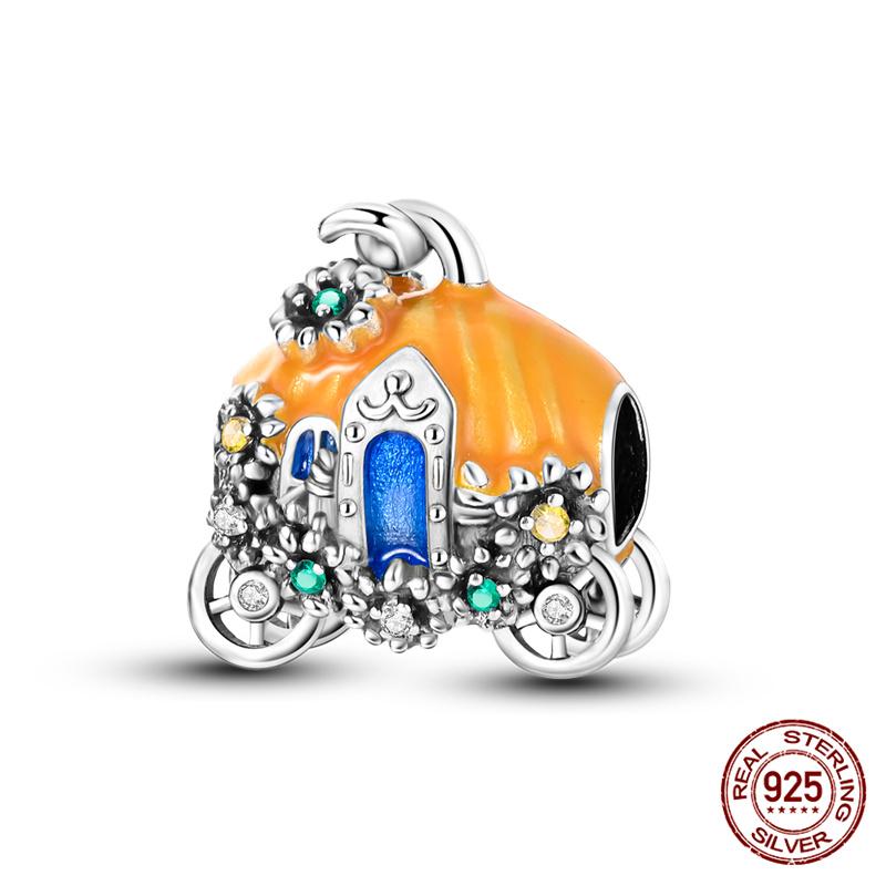 Charms Copper Pumpkin & Carriage Charms Beads Fits Women'S 3Mm Original Bracelet Necklace Diy Fine Jewelry Gifts