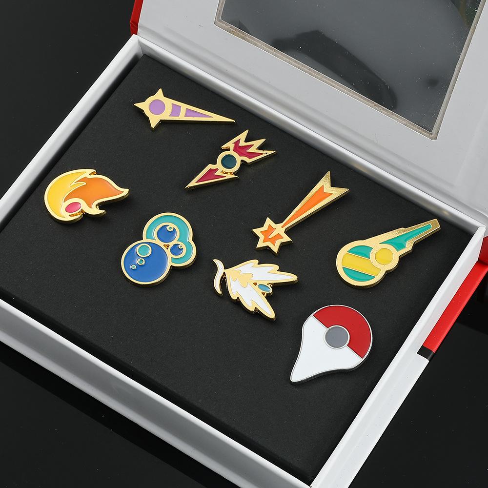 Hot Sale, Pokémon Metal Badge Pokémon Set, Exquisite Box, Gift Pin Brooch