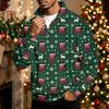 Men's Casual Quarter-Zip Stand Collar Sweatshirt with Christmas Print, Holiday Pullover