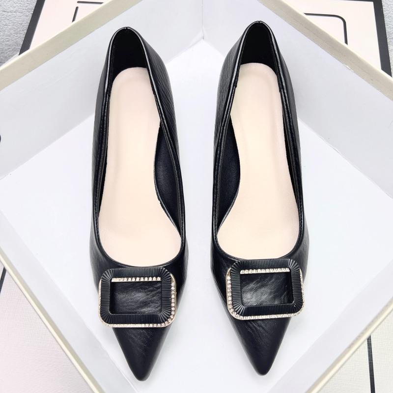 

Темпераментные модные одинарные туфли с острым носком, новые весенне-летние, на низком каблуке, с мелким вырезом, универсальные, на среднем каблуке, на высоком каблуке, одинарные туфли 40 чёрный