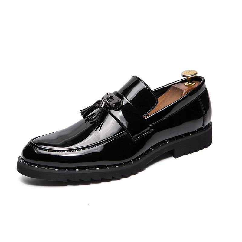 Men's Autumn Glossy Leather Slip-On Casual Shoes, British Style