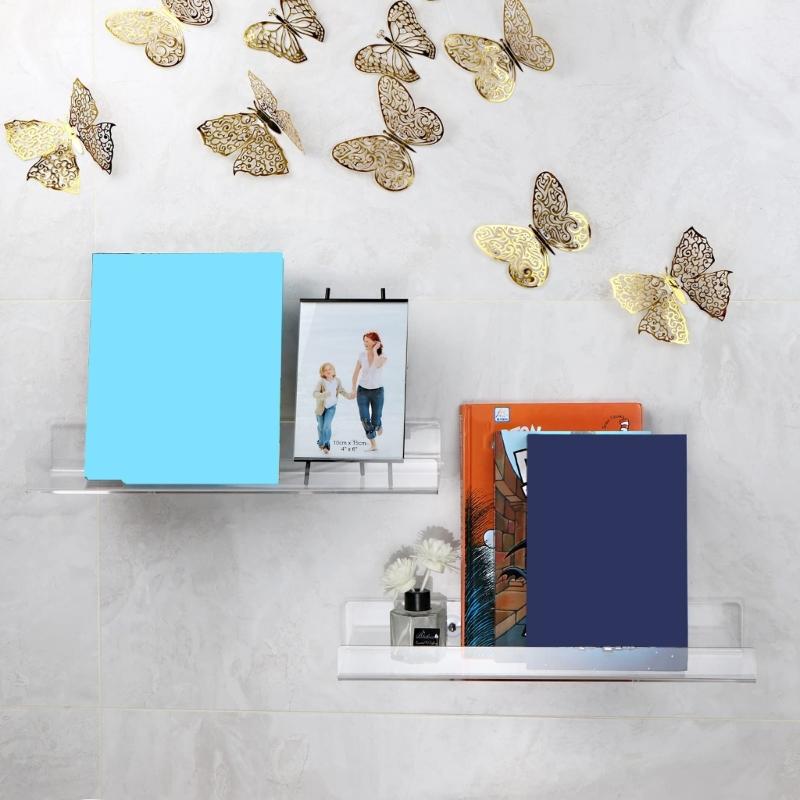 2Pcs Multipurpose Wall Mounted Storage Rack Kitchen Bathroom Shelf Single Layer For Kitchen Bathroom Easy Installation
