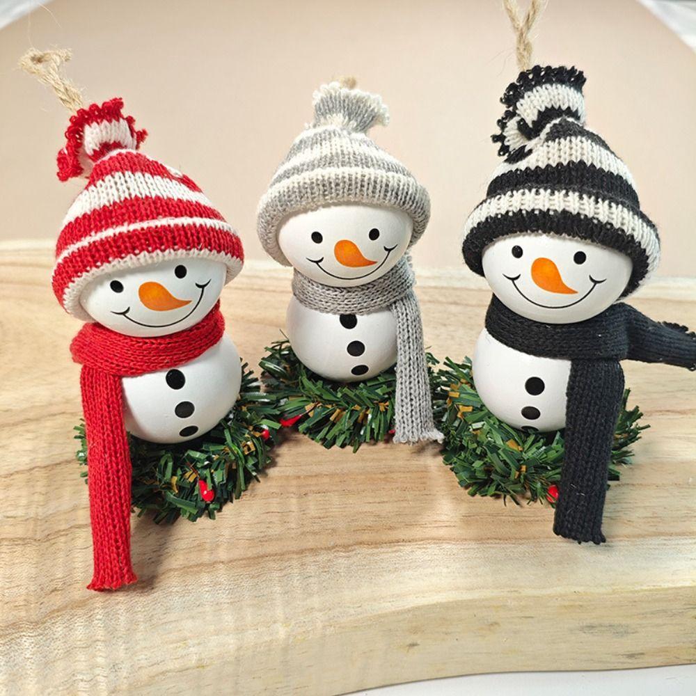 Wooden Wall Hanging Ornament Cartoon Christmas Tree Pendant Christmas Snowman Doll Home