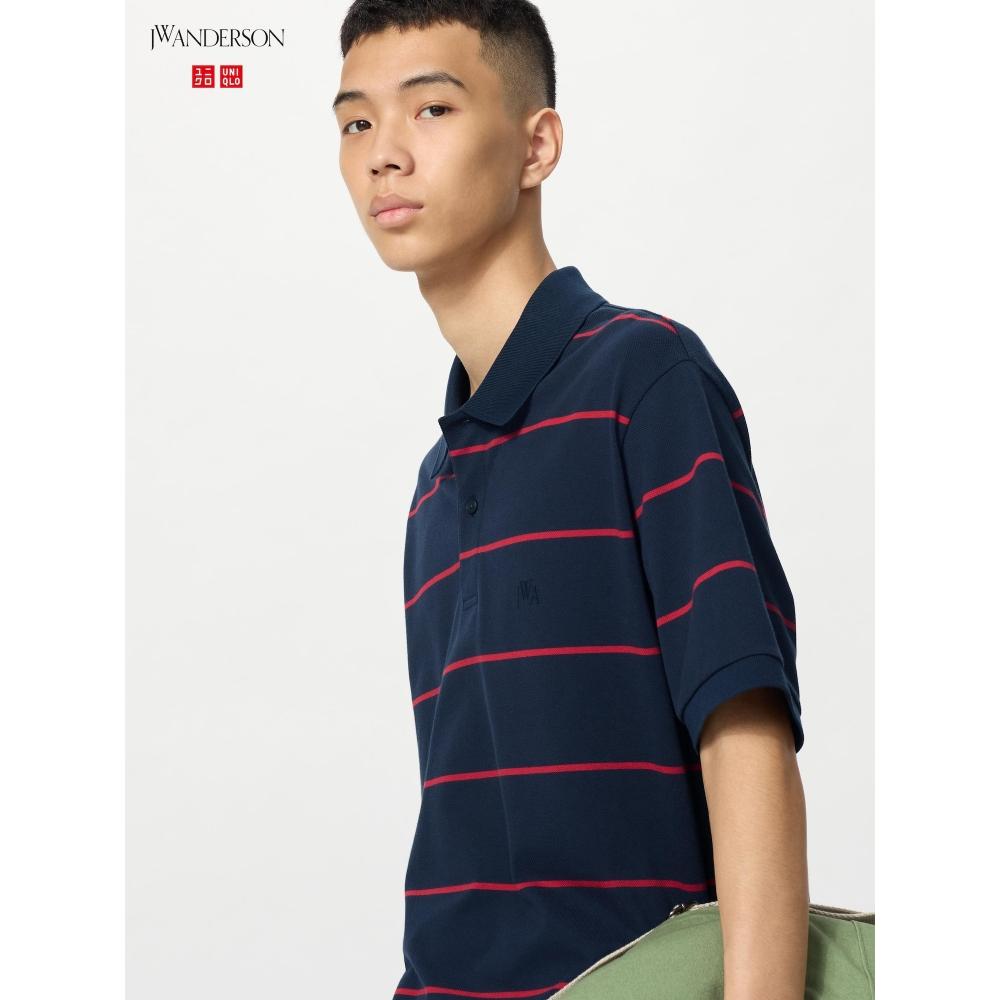 Uniqlo Japan Dry Kanoko Border Polo Shirt