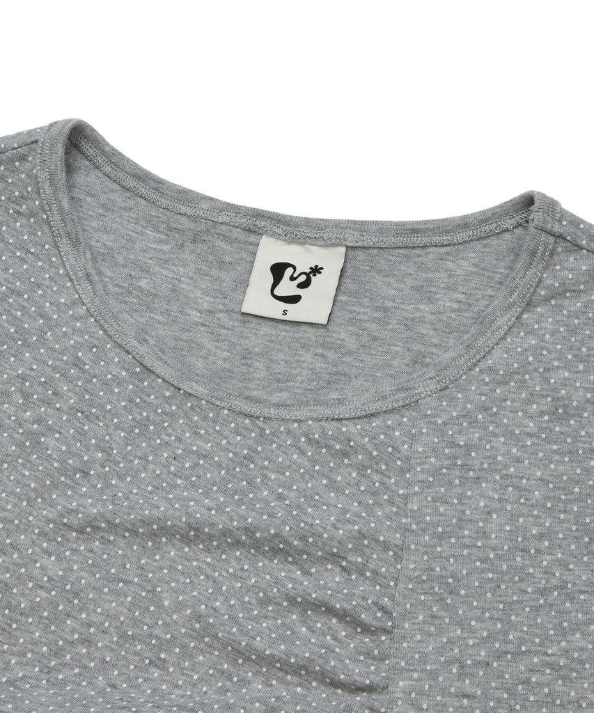 LMR Dot Shirred Short Sleeve T-Shirt Grey