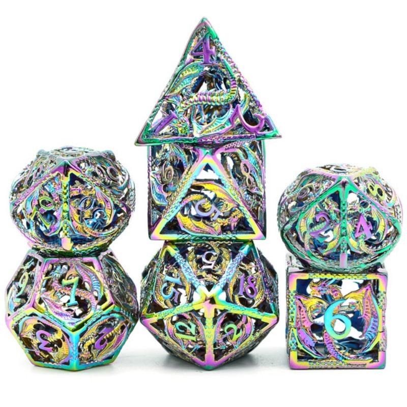 

DND Metal Game Dice Set Glitter Edge and Number 7 шт. Набор для настольных игр Dungeons and Dragons RPG MTG D4 D6 D8 D10 D12 D20 разноцветный