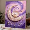 Framed Pearl Bead Painting Kit Celestial Moon Shell Design DIY Shiny Canvas Art Relaxing Craft Gift for Craft Lovers Creative Wall Decor