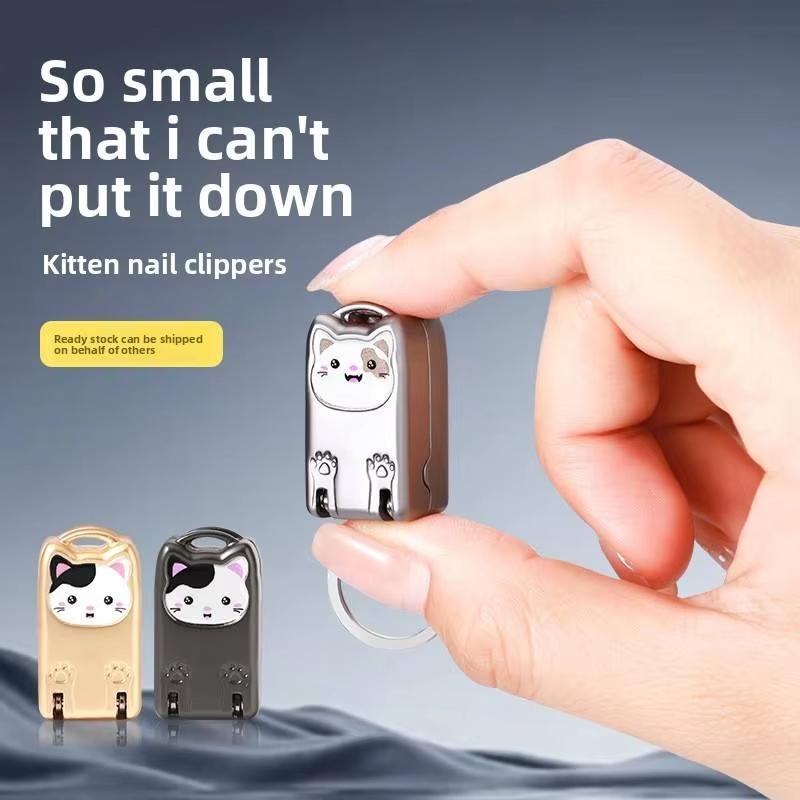 1pc Cute Small Nail Clippers with Storage Stainless Steel Compact & Portable Nail Trimmer with Blade Angle Durable Manicure Tool