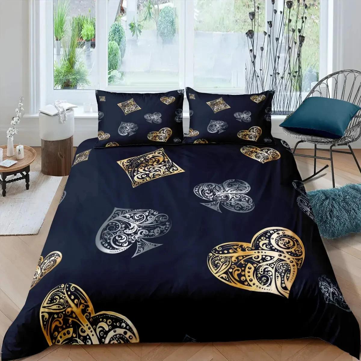 

Comforter Poker King Queen Modern Card Game Bedding Set Gamer Playing Comforter Gambling Athletics Polyester Comforter (quilt)-EU Single(135*200cm)3pcs