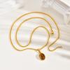 Vnox Trendy Natural Stone Geometric Pendant Necklace for Men, Stainless Steel Gold Color Box Chain Collar, Fashion Charm Jewelry