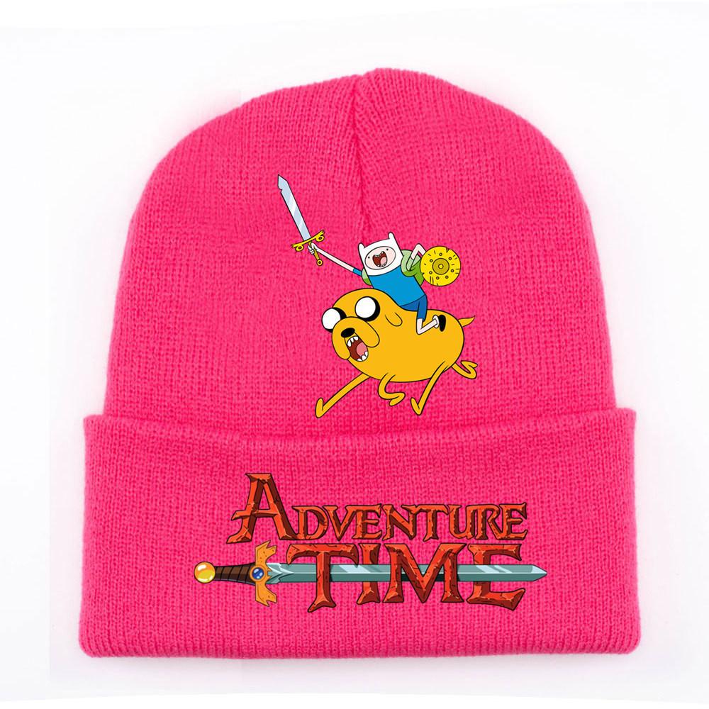 Adventure Time Cartoon Print Acrylic Knit Hat Winter Warm Unisex Beanie For Adults Teens