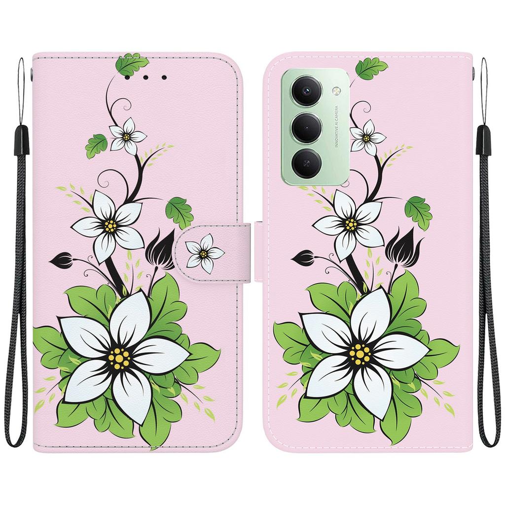 Pro Xiaomi Redmi 15 5G (Globální) (169 mm) Peněženkové pouzdro na telefon s potiskem vzoru Kožený flipový kryt se šňůrkou