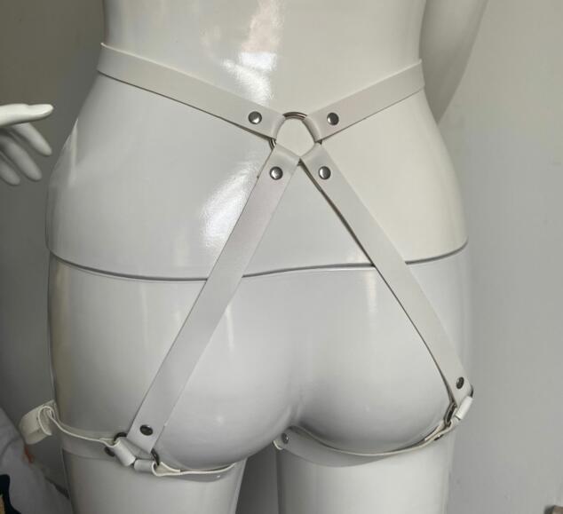 Sexy Women Leather Body Bondage 18 Sexual Game Sex Open Ass Garter Belt  Handcuffs Adult Supplies Fetish Goth Carnival Dress