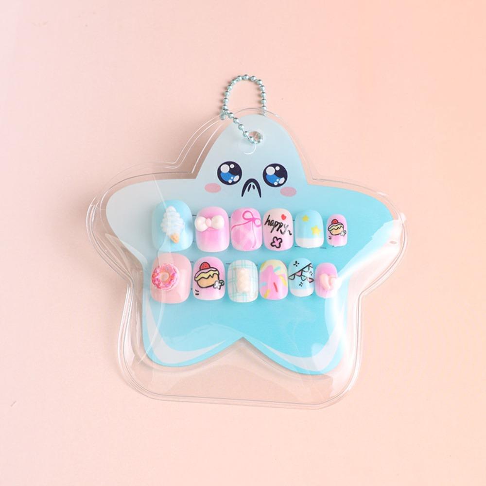

12pcs Cartoon Long Nail Sticker Sweet Nail Tips New Press on Nail for Girls Students Style 08