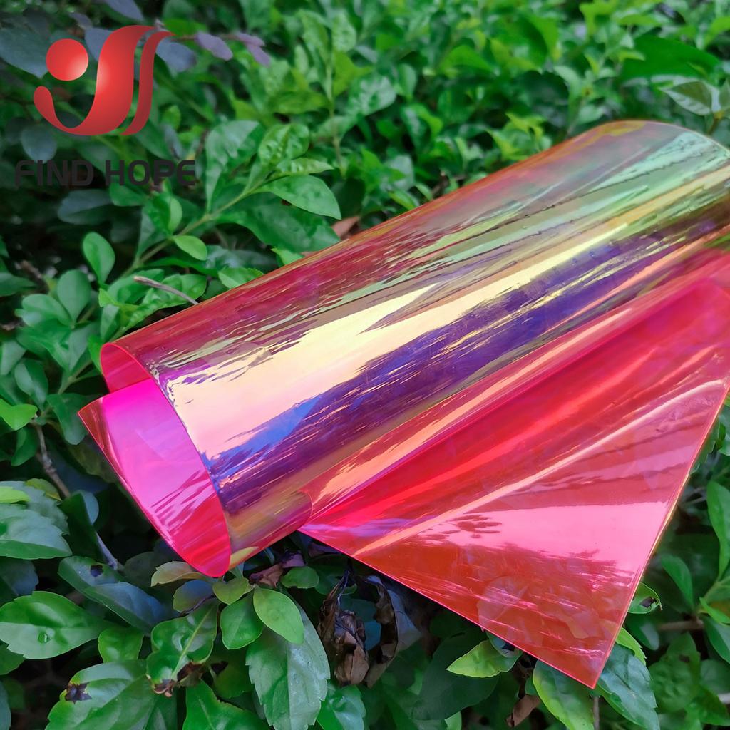 50*95CM Transparent PVC Fabric Iridescent Holographic Laser Rainbow Shiny Vinyl DIY Bows Earring Handmade Craft Bag Roll