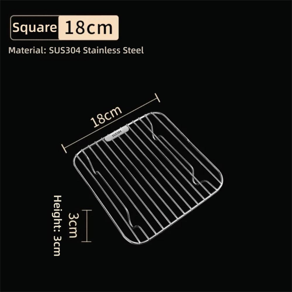 Round Square Cooking Rack With Foot 304 Stainless Steel Air Fryer Rack Thicken Cooling Rack Home Kitchen Oven Steamer Cooker