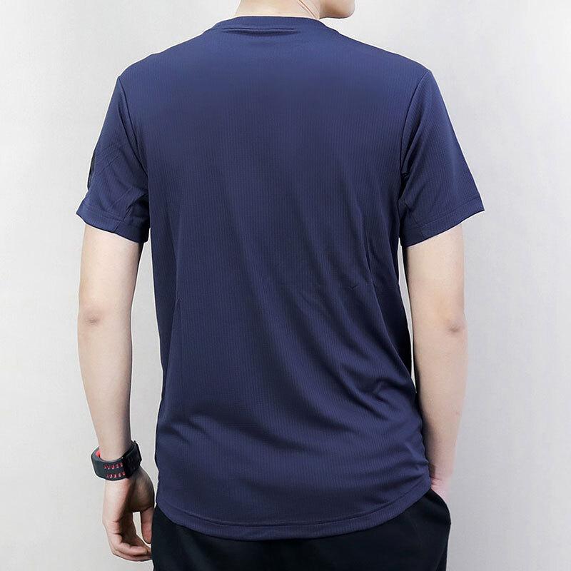 adidas Camiseta Masculina de Manga Curta com Estampa de Logo de Letra Azul CE0816