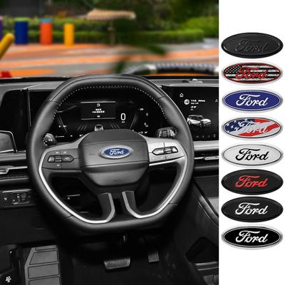 Car Steering Wheel Center Covers Stickers Decoration Accessories For Focus Mk2 MK3 MK7 MK4 Fiesta Ranger Mustang Kuga GTD