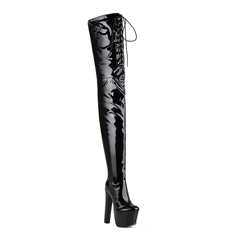 Super High Boots Women Winter Shoes 17cm High Heels Over the Knee Boots Platform Long Stripper Fetish Shoes Lady Large Size 46