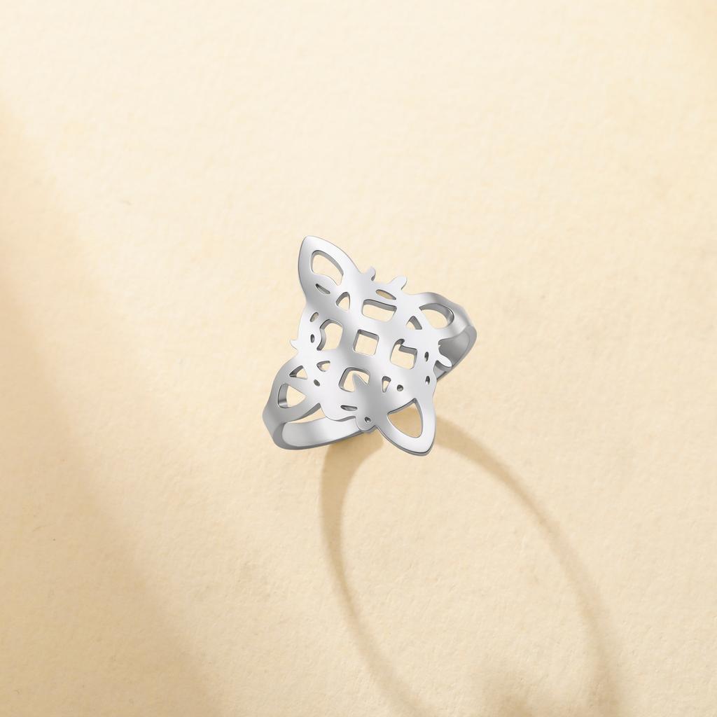 Stainless Steel Celtic Knot Triquetra Open Ring for Women Men Hollow Cutout Trinity Knot Vintage Totem Amulet Jewelry Gifts