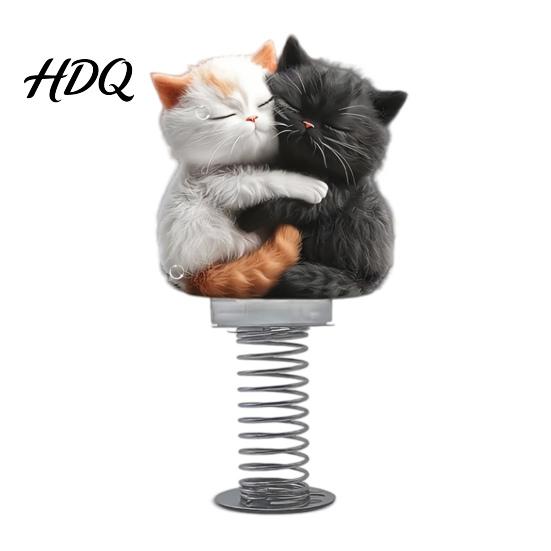 Vivid Kitten Figurines for Car Cute Cat Dashboard Decorations with Spring Swing Design 2D Flat Acrylic Ornaments Stable Self Adhesive Base