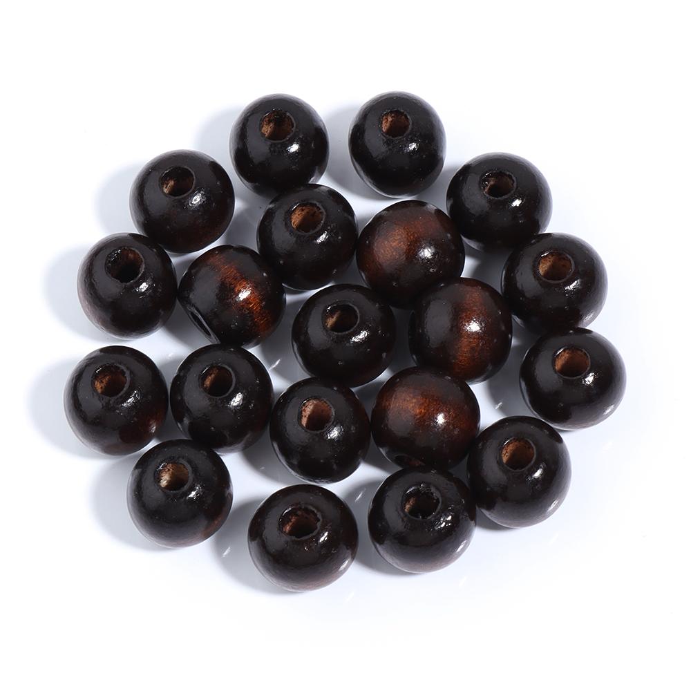 40-500pcs/lot Natural Wooden Beads Multisize Dark Brown Large Hole Loose Wood Bead for Jewelry Making DIY Bracelets Accessories