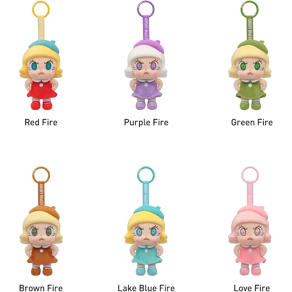 Pop Mart Angry Molly Plush Pendant Assorted Box 6 Pieces Soft Vinyl Toy Collectible Figure