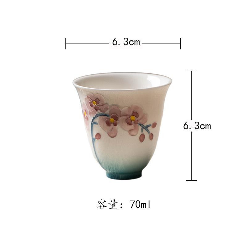 

70ml Hand-painted Phalaenopsis Butterfly Teacup Elegant Tea Bowl Mug Tea-tasting Fragrance Cup Chazhan Master Cups Teaware Craft As Your Choose