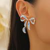 Literary Retro Fashion Enamel Imitation Blue And White Porcelain Drip Oil Bow Pendant Earrings For Women