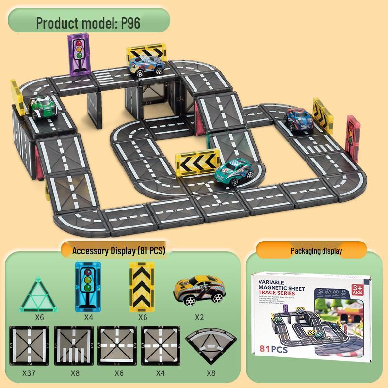 5,5 cm Magnetische Verkehrsbahn Auto Bausteine für Kinder