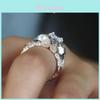 Stylish Minimalist White Skull Ring For Couples Featuring Unique Dual Color Diamonds