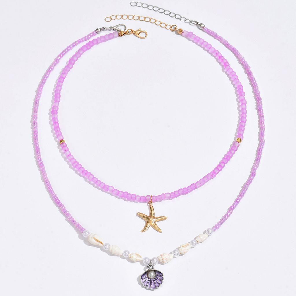

Style Shell Necklace With Layered Geometric Design For Women