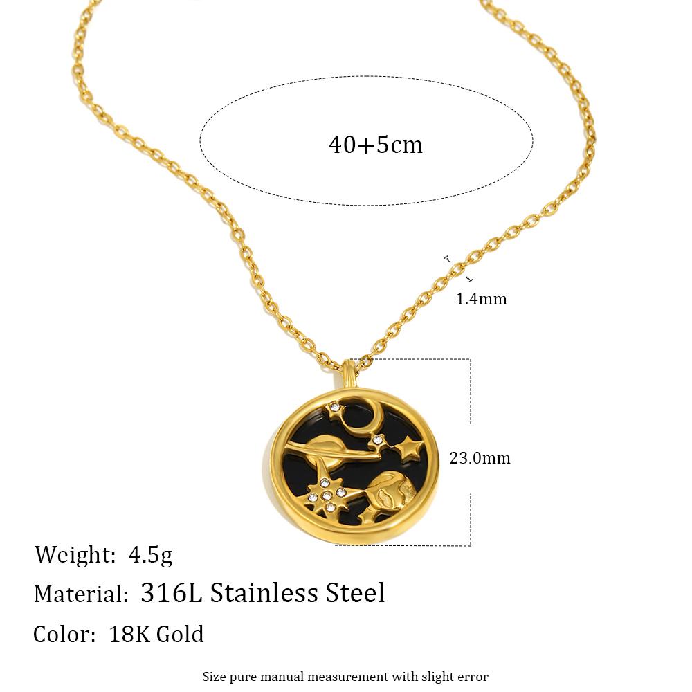 

MamacitaSlay 316L Stainless Steel Shell Zircon Celestial Necklace Waterproof 18K Gold Plated Neck Jewelry Elegant Necklace Gifts чёрный