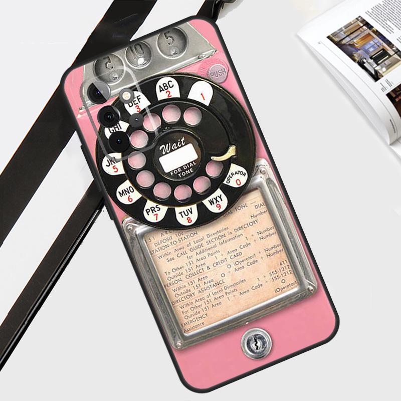 Retro Blue Payphone Vintage Case For Samsung Galaxy A06 A56 A36 A26 A16 A54 A34 A14 A12 A22 A32 A52 A13 A53 A15 A35 A55