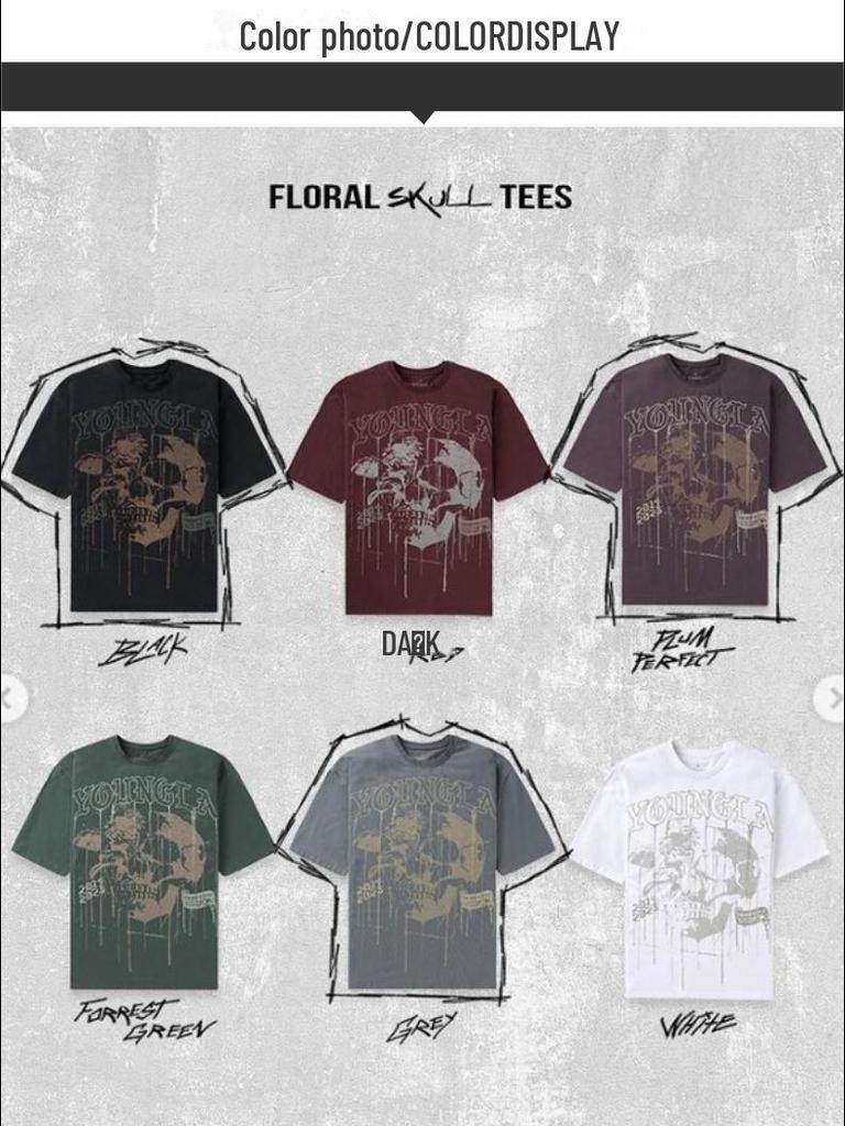 Pánské letní bavlněné tričko YOUNG LA s potiskem lebky, volného střihu - kulatý výstřih, krátký rukáv, fitness a běžecké oblečení