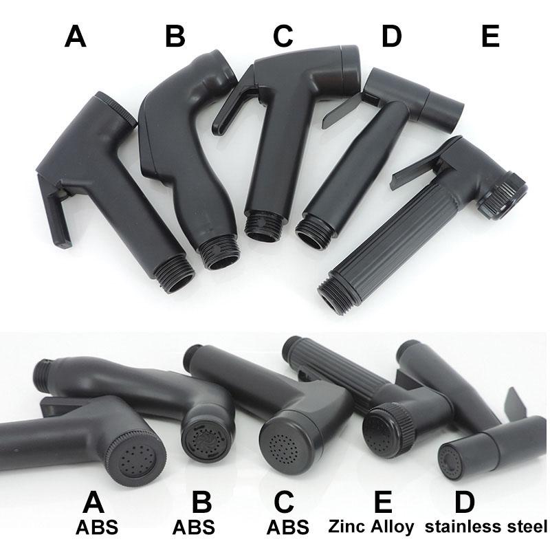 Schwarzer Handheld ABS Edelstahl Toilettenwasserspray Wasserhahn Bidet Sprüher Reiniger Duschkopf WC Dusche Badezimmerzubehör 5 Typen