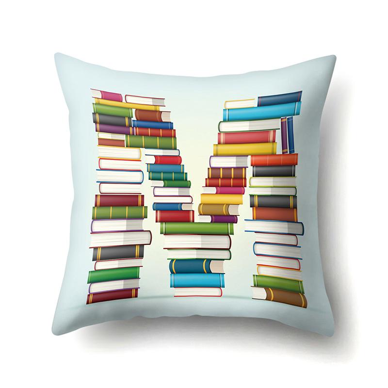 Polyester Pillowcase Car Decoration Home 26 English Letters Print Book Pillowcase