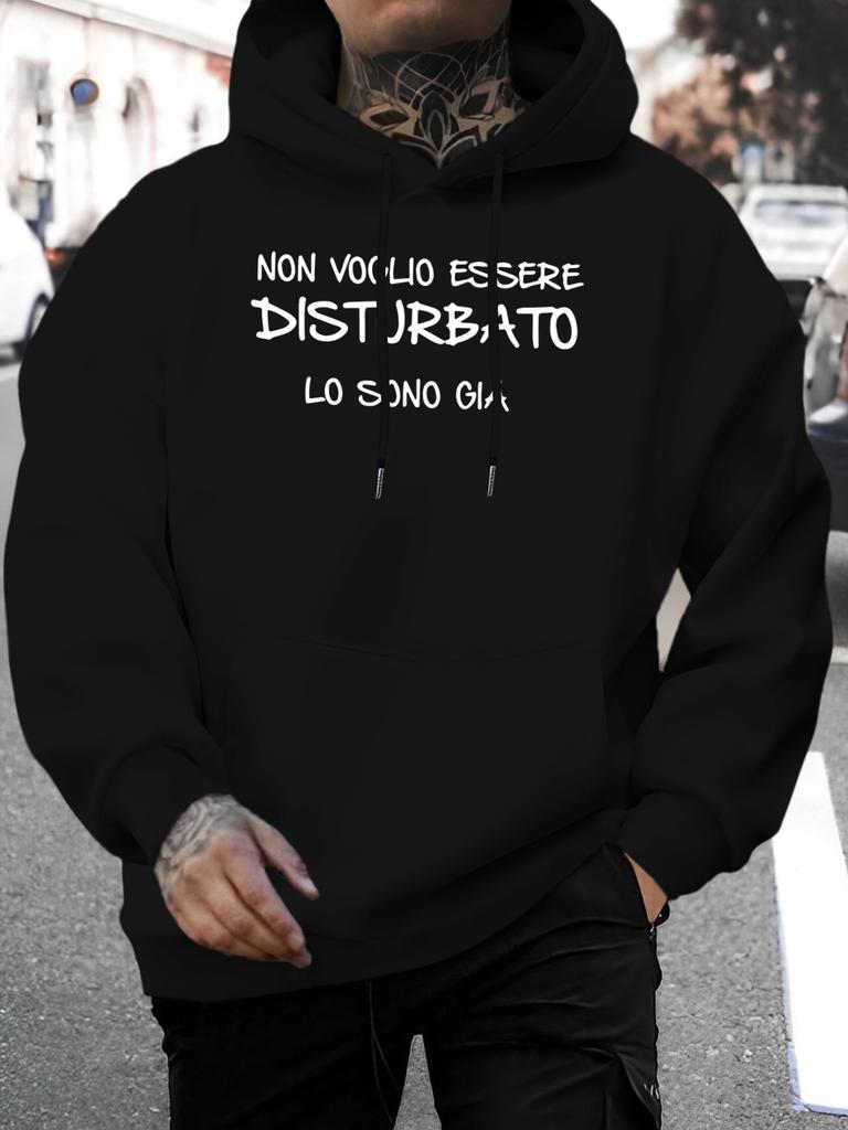 2026 Music Festival Summer New Arrival unisex Casual Versatile Style Fashion Hoodie with Italian Slogan Print Expressing a "Do Not Disturb" Attitude,