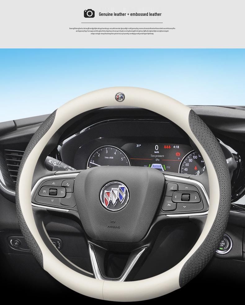 Women's Genuine Leather Steering Wheel Cover for Buick: Excelle, Envision, Regal, LaCrosse, Verano, Excelle GT, GL6, Encore, GL8.