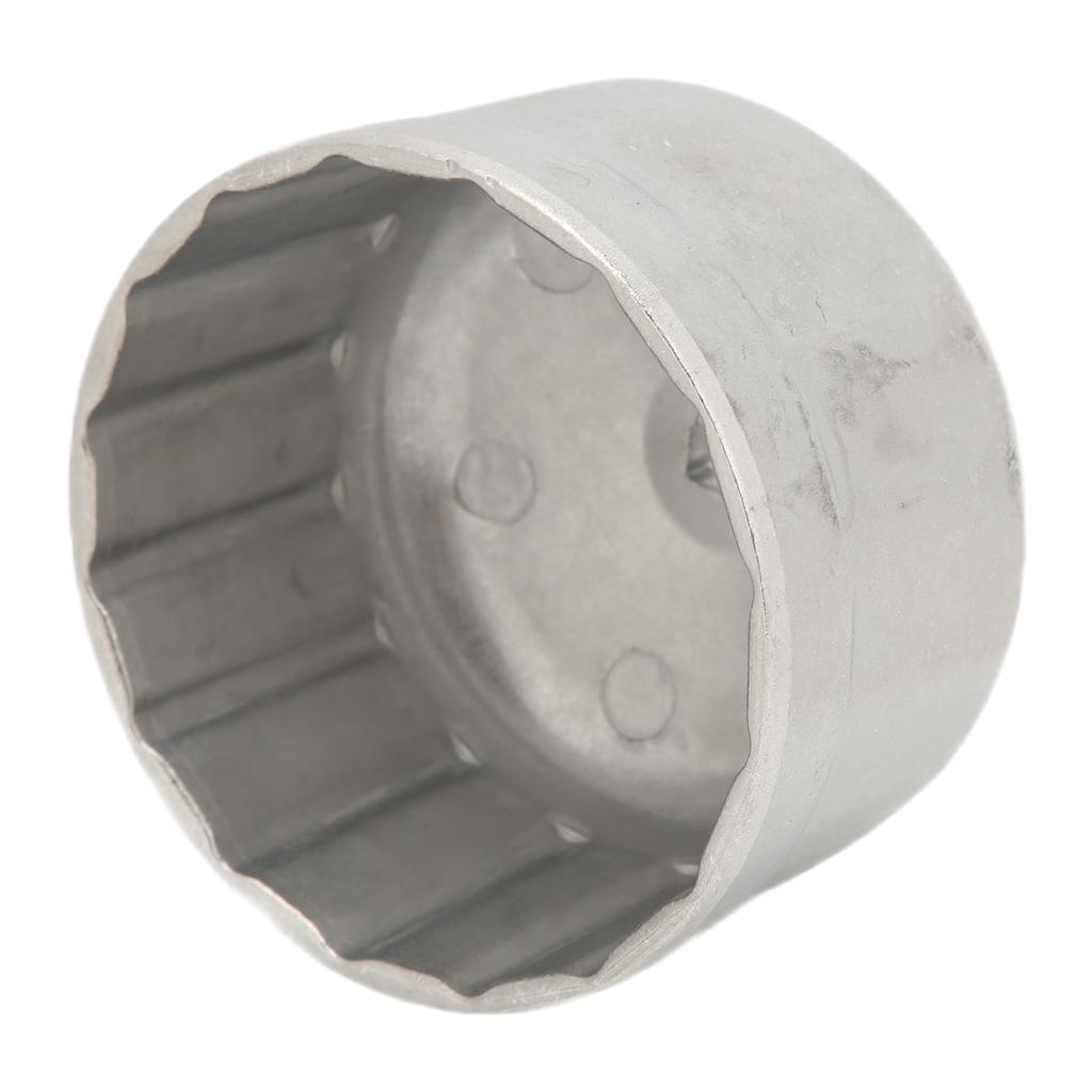 86mm 3.39in Oil Filter Wrench Socket Cap Sliver Heavy Duty Stainless Steel Removal Tool
