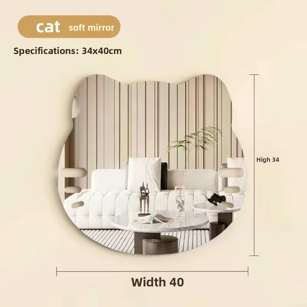 Cartoon Rabbit Shape Acrylic Mirror Sheet DIY Self Adhesive Makeup Mirror Decor Girls Gifts Shatterproof Mirror Tiles Bathroom