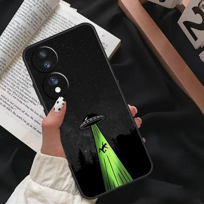 Cartoon Space Alien UFO Case For Honor X8 X9 X7 X6 a 8X 9X X9a Cover For Honor Magic 5 Pro 10 50 70 90 Lite Coque