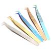 Stainless Steel 7-Shaped Eagle Beak Eyelash Extension Tweezers for Beauty Salons