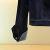 Mo Shu Wei Ya 2025 Retro Denim Jacket: Winter Lapel Patch Pocket, Single-Breasted Straight Fit
