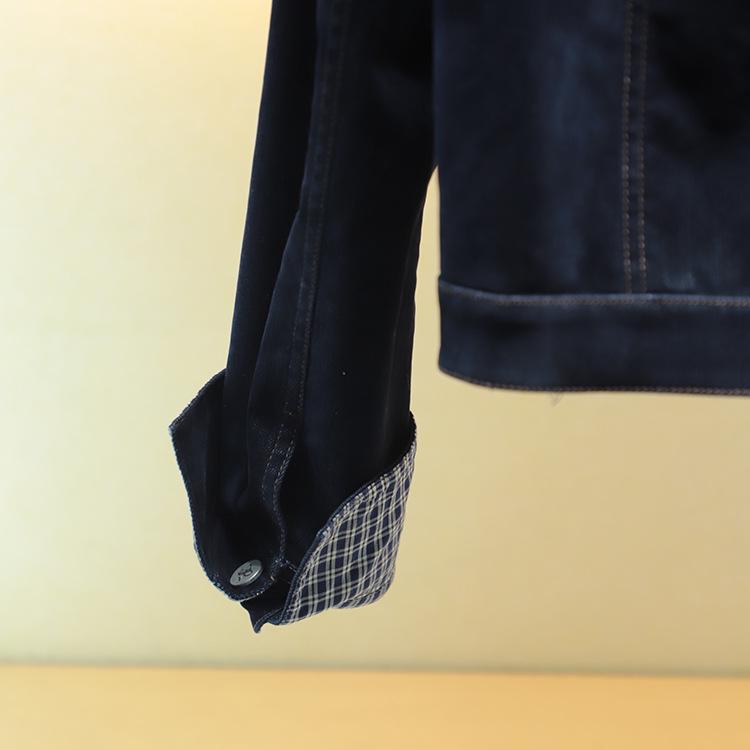 Mo Shu Wei Ya 2025 Retro Denim Jacket: Winter Lapel Patch Pocket, Single-Breasted Straight Fit