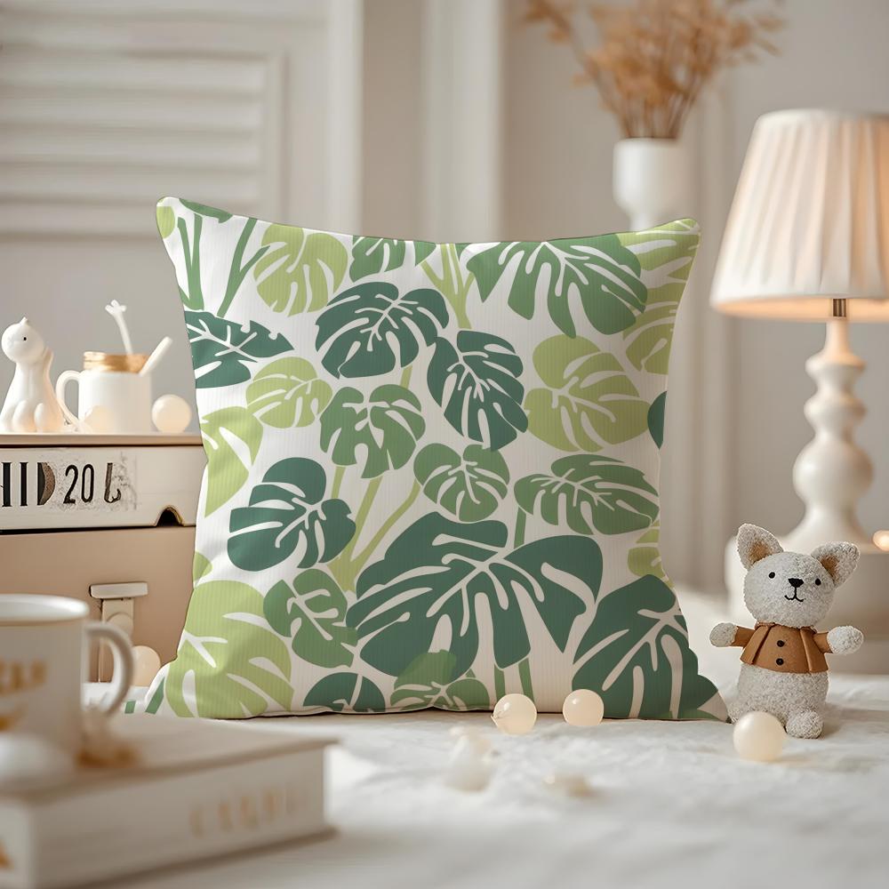 Modern style Leaf Cushion Cover Antidustmite Pillowcase Invisible zipper silky short plush Sofa cushion cover