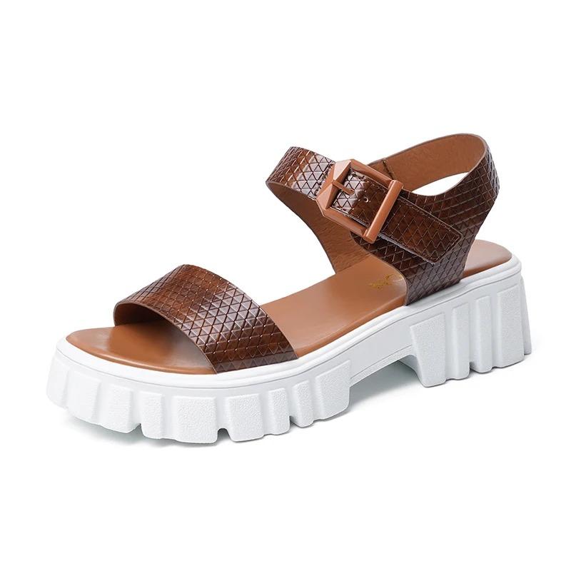 Fashion Women's Platform Sandals One-word Buckle Summer Women's Non-slip Casual Open-toe Shoes 2024 New Women's Fashion Sandals Shoes