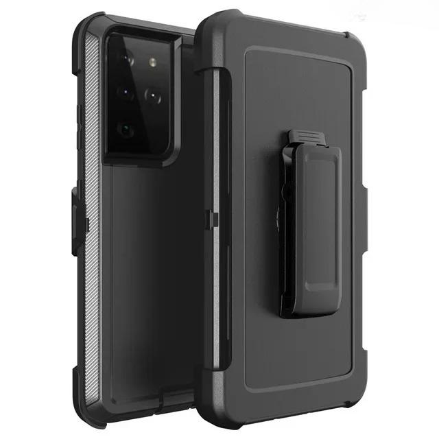 3-in-1 Military Armor Shockproof Phone Case For Samsung S25 S24 S23 S22 S21 S20 Ultra Plus Note20 Otter Case Box Belt Clip Cover