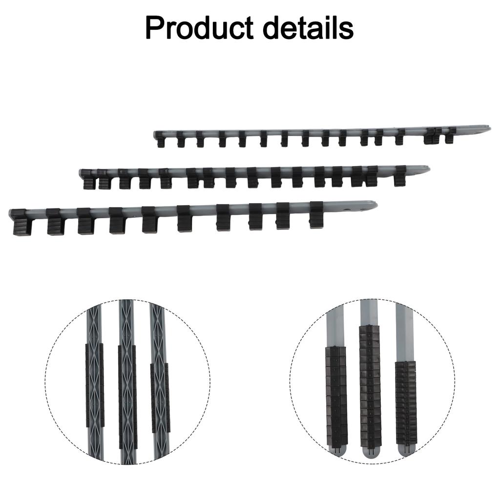 3pcs Socket Rail Holder Brand New Gray+Black Hand Tools High Quality Plastic Designed For Storing Loose Sockets